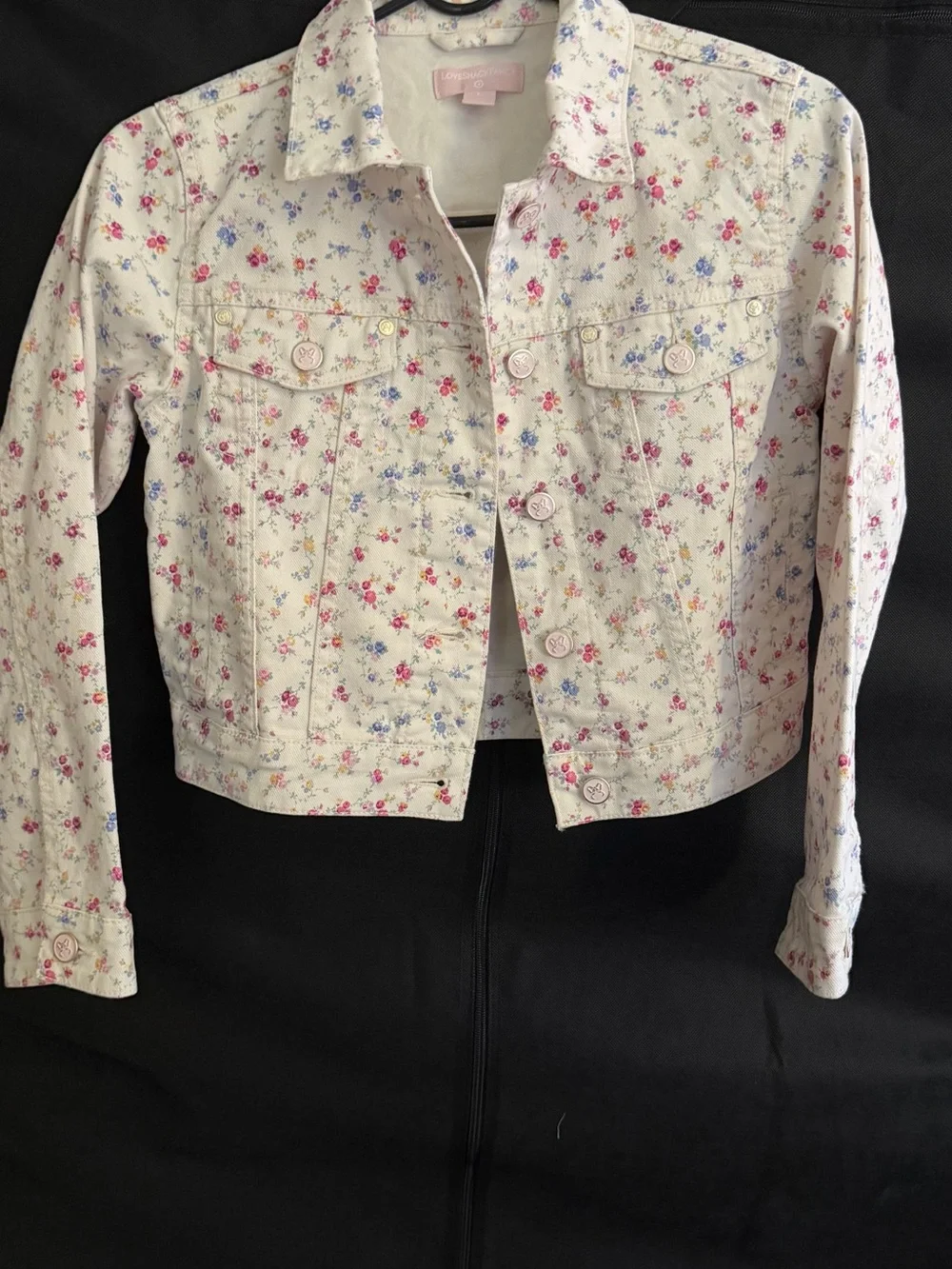 LoveShackFancy Girls' Grace Sunrise Patchwork Denim Jacket